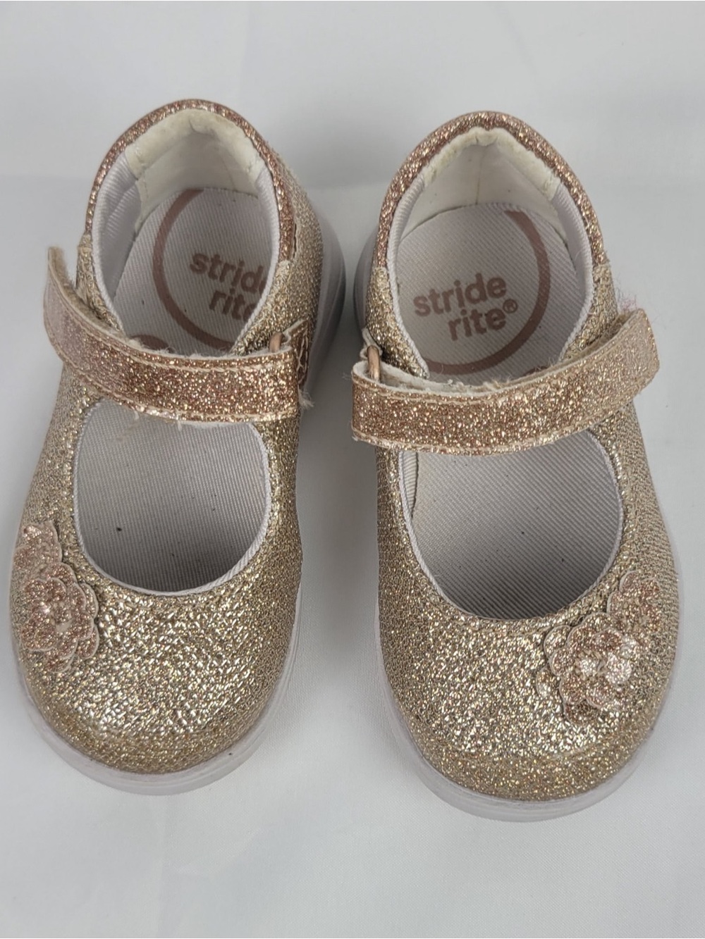 Stride Rite Girls Rose Gold Glitter Mary Jane Shoes